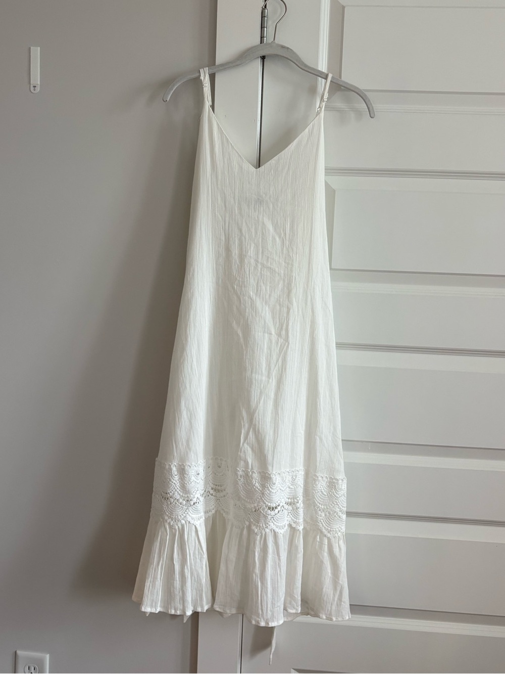 Boho White Spaghetti Strap Sundress